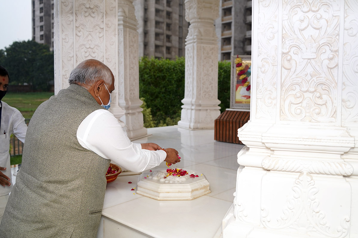 Honorable Chief Minister Of Gujarat Shri Bhupendrabhai Patel At Swaminarayan Dham, Gandhinagar
